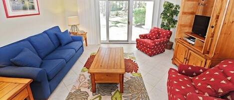 Villa, 1 King-Bett, Küche, Gartenblick (293 Stoney Creek Villa) | Wohnbereich | 42-Zoll-Flachbildfernseher mit Digitalempfang