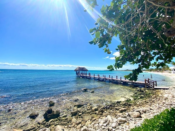 On the beach, white sand