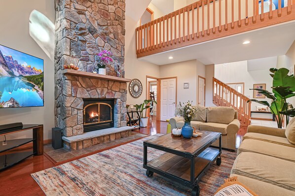 Smart TV, fireplace, video games, table football