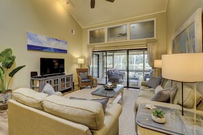 Villa, Multiple Beds, Kitchen, Garden View (561 Ocean Course) | Living area | 42-inch flat-screen TV with digital channels - 561 Ocean Course at The Sea Pines Resort (Hilton Head Island)