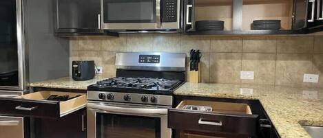 Microwave, oven, stovetop, dishwasher