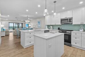 Fridge, microwave, oven, stovetop - Gulf-Front Elegance – 3BR Condo with Pool, Elevator & Stunning Views! (Sanibel)