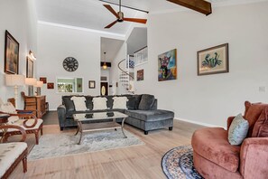 Villa, Multiple Beds, Kitchen (2629 Calibogue Club) | Living area | 42-inch flat-screen TV with digital channels