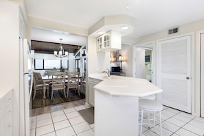 Fridge, microwave, oven, stovetop - Top-Floor 2BR Corner Condo | Gulf Views, Pool, & Beach Access (Sanibel)