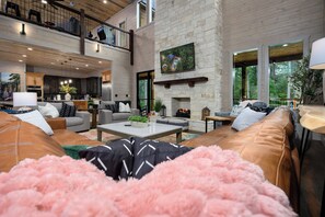 Smart TV, fireplace, foosball, table tennis