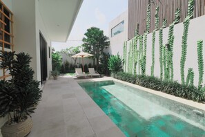 Outdoor pool, sun loungers