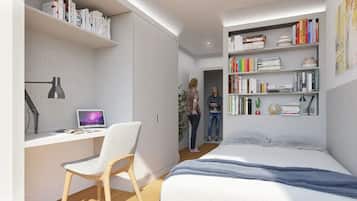 Cortinas opacas, wifi gratis, ropa de cama