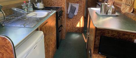 Cabin | Private kitchen | Fridge, oven