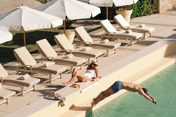 Outdoor pool, open 8:00 AM to 10:00 PM, pool umbrellas, sun loungers