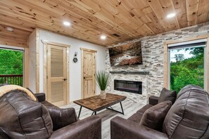 Smart TV, fireplace, video games