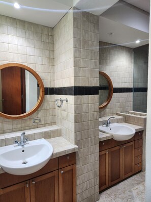 Dusche, Haartrockner, Bidet, Handtücher