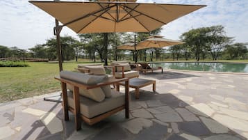 Outdoor pool, open 8:00 AM to 7:00 PM, pool umbrellas, sun loungers
