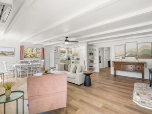 Smart TV, fireplace, foosball, table tennis