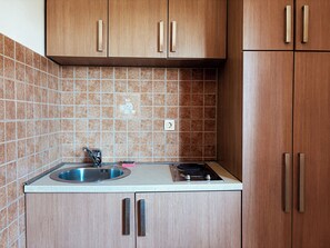 Standard Quadruple Room, City View | Private kitchen | Mini-fridge, stovetop, coffee/tea maker, electric kettle - Boutique Hotel Moonstar (Budva)