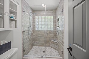 Shower, hair dryer, towels - Modern Beach Home on Quiet Street w/Private Pool. 1 Block to Beach! (Isle Of Palms)