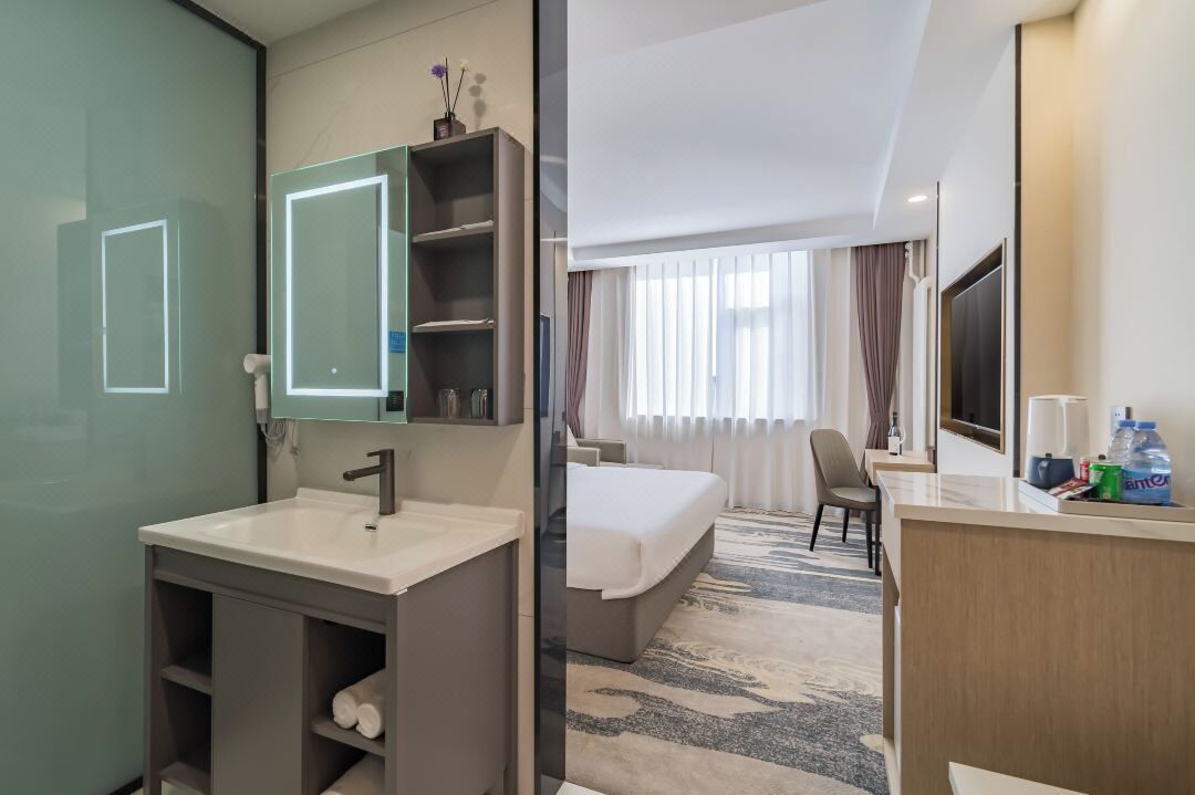 Colchones Select Comfort, escritorio y espacio para trabajar con laptop 