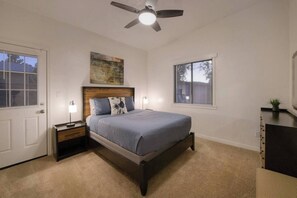 3 bedrooms, desk, iron/ironing board, travel cot