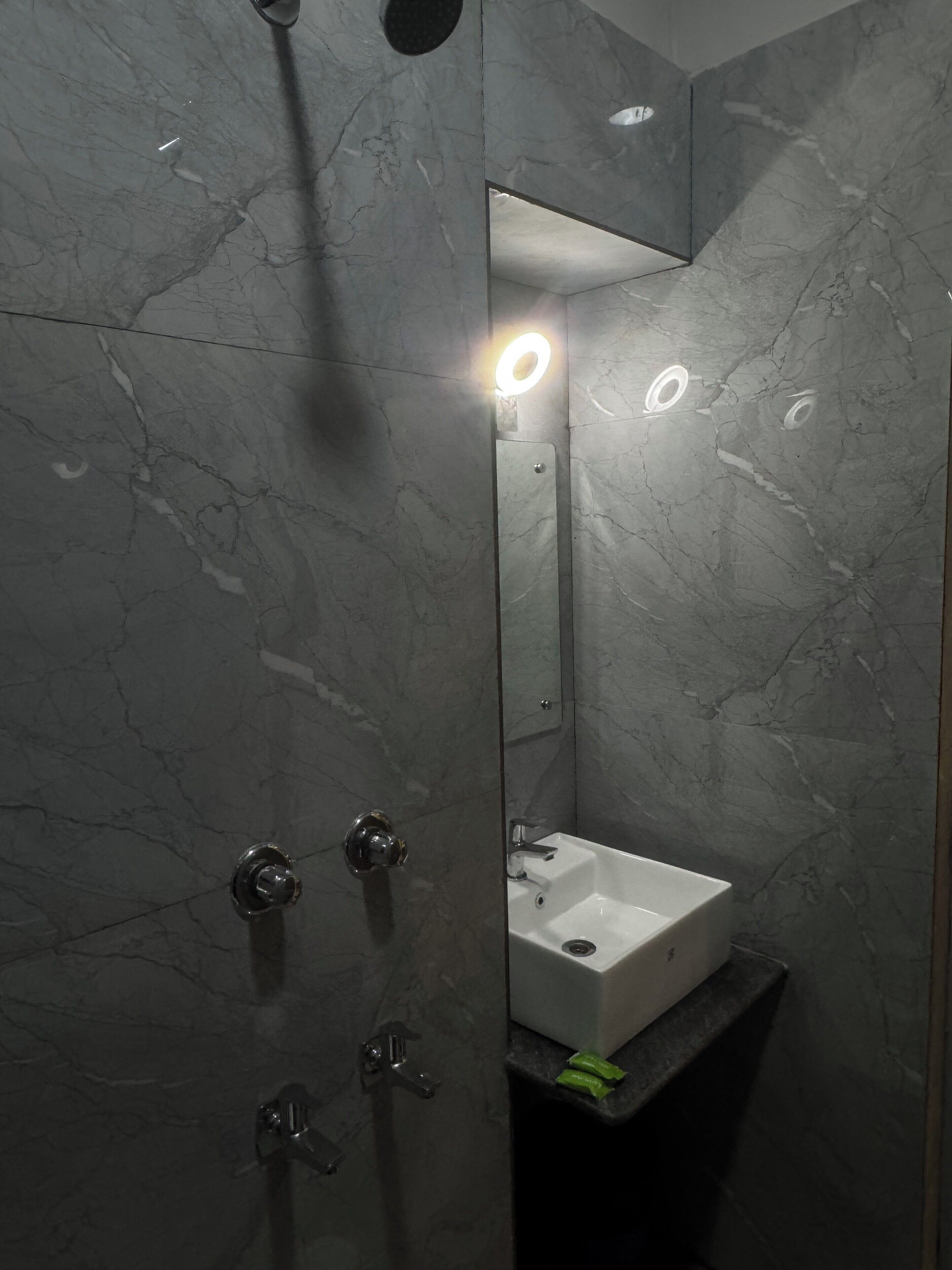 Habitació doble o amb dos llits individuals Deluxe | Bany | Dutxa, articles de tocador gratuïts, tovalloles i sabó 