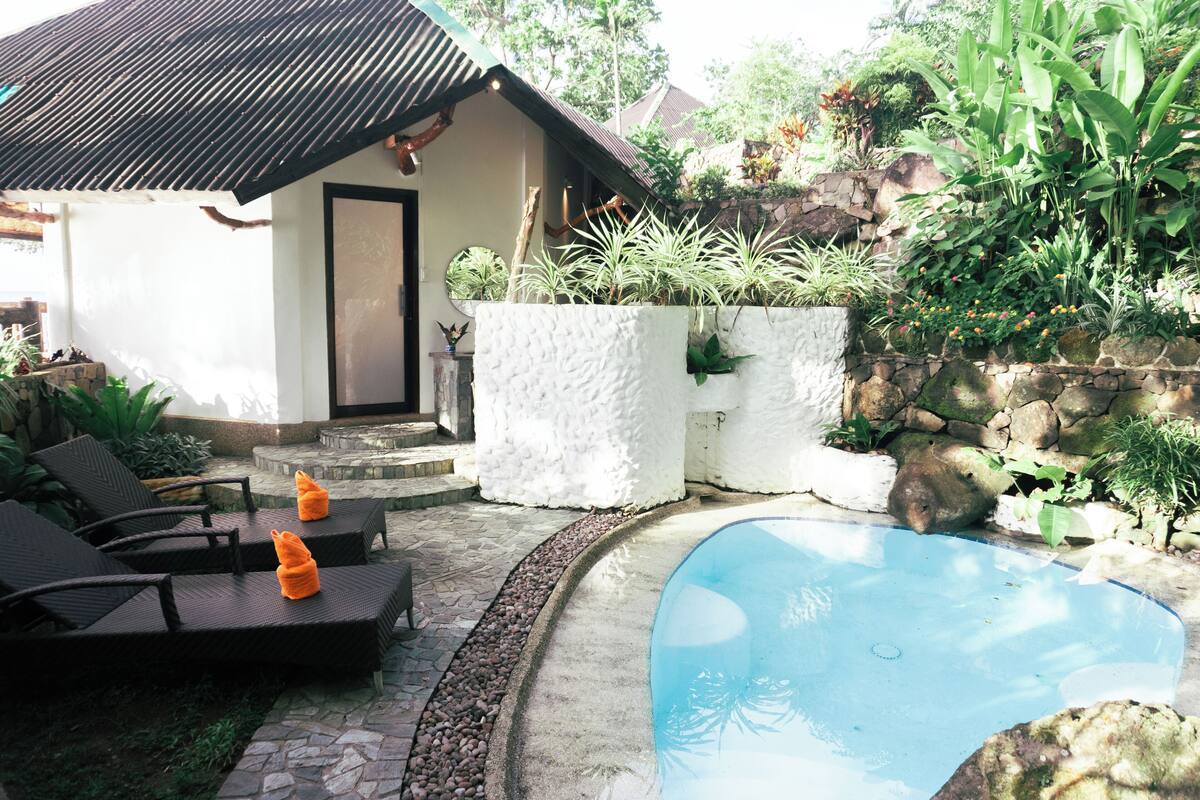 Villa superior, piscina privada, vistas al mar | 1 dormitorio, escritorio, espacio para trabajar con un portátil