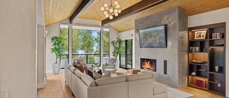 TV, fireplace, offices