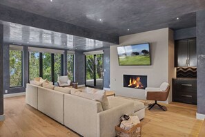 TV, fireplace, offices