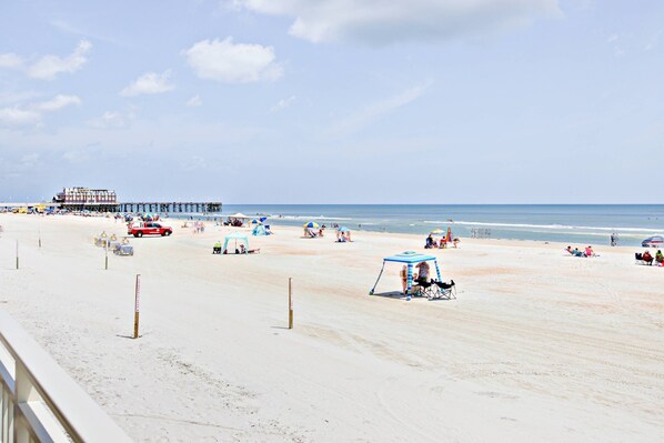 On the beach, windsurfing, kayaking, motor boating