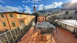 Apartment, 2 Bedrooms, Smoking, Balcony | Outdoor dining - 6 Guests apt With Terrace in Pedestrian Historic Centre of Spoleto (Spoleto)