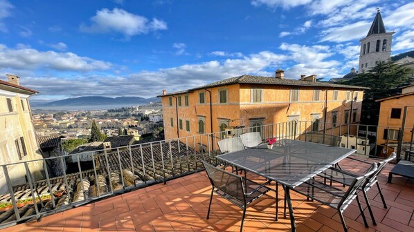 Apartment, 2 Bedrooms, Smoking, Balcony | Outdoor dining - 6 Guests apt With Terrace in Pedestrian Historic Centre of Spoleto (Spoleto)