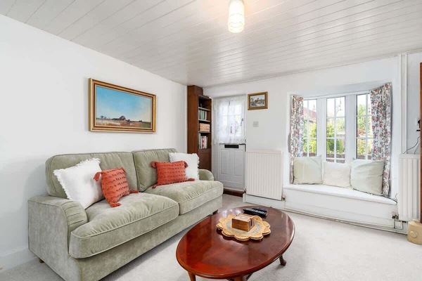 Spacious living area featuring a comfortable sofa bed, a Smart TV with Roku for streaming, as well as a selection of board games and books for relaxing entertainment