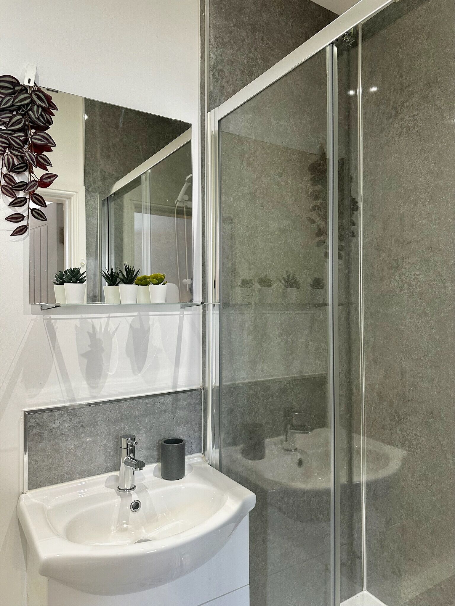 Shower, towels, soap, shampoo