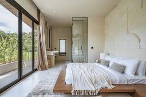 Biệt thự Cao cấp, quang cảnh hồ bơi | 3 phòng ngủ, bộ trải giường bằng vải cotton Ai Cập