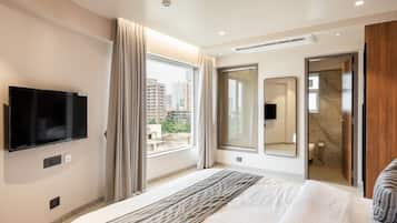 Memory-foam beds, in-room safe, desk, iron/ironing board