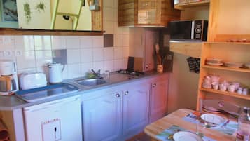Fridge, microwave, oven, coffee/tea maker
