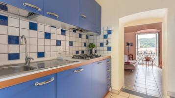 Kühlschrank, Herdplatte, Geschirrspüler, Kochgeschirr/Geschirr/Besteck