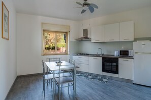 Fridge, microwave, oven, electric kettle