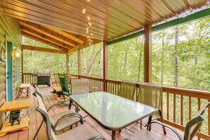 House (2 Bedrooms) | Front of property - Game Room & 3-story Deck at Lake Hiwassee Hideaway (Murphy)