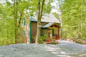 House (2 Bedrooms) | Interior - Game Room & 3-story Deck at Lake Hiwassee Hideaway (Murphy)