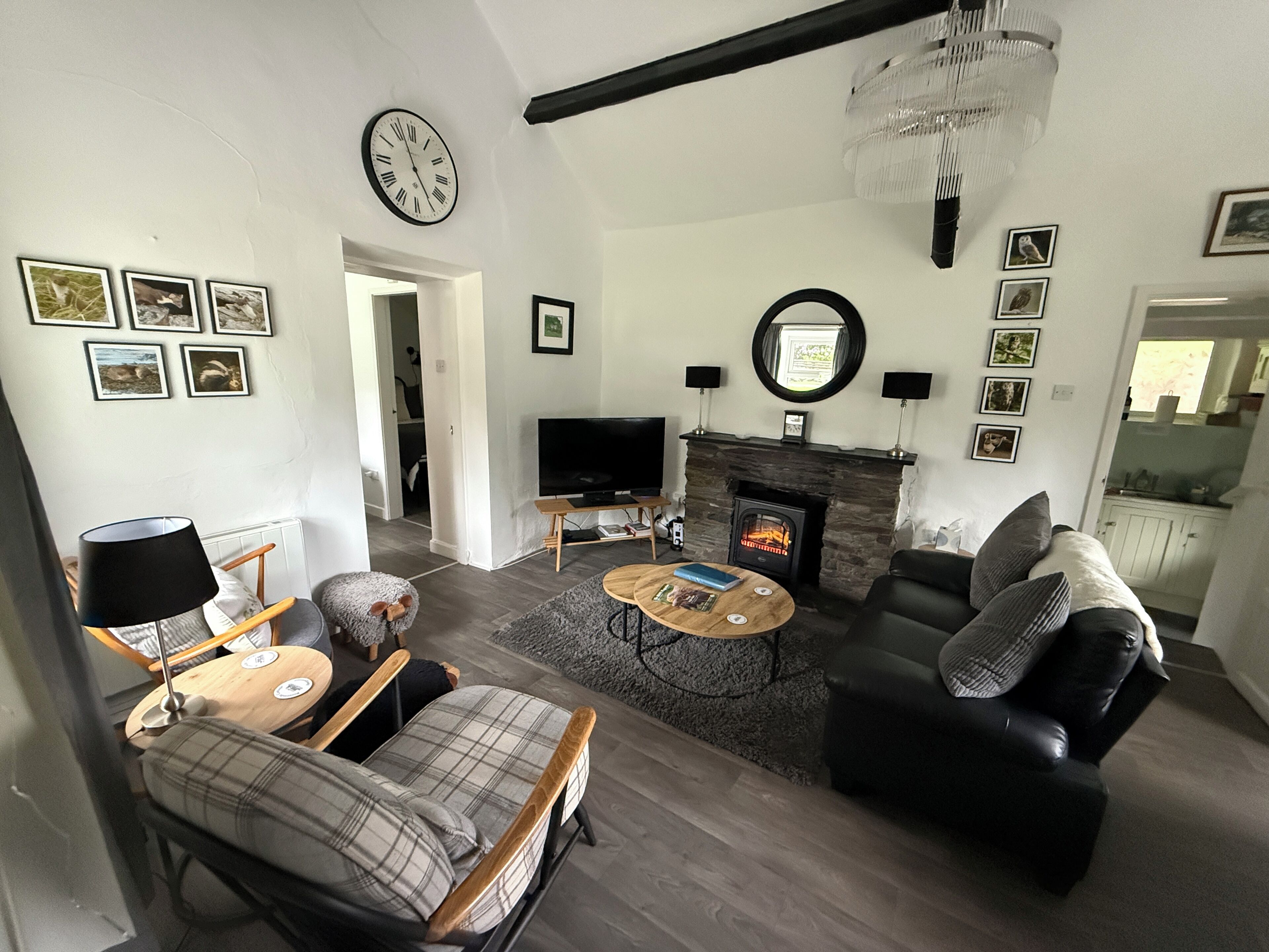 Smart TV, fireplace, DVD player