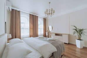 1 bedroom, desk, iron/ironing board, travel cot