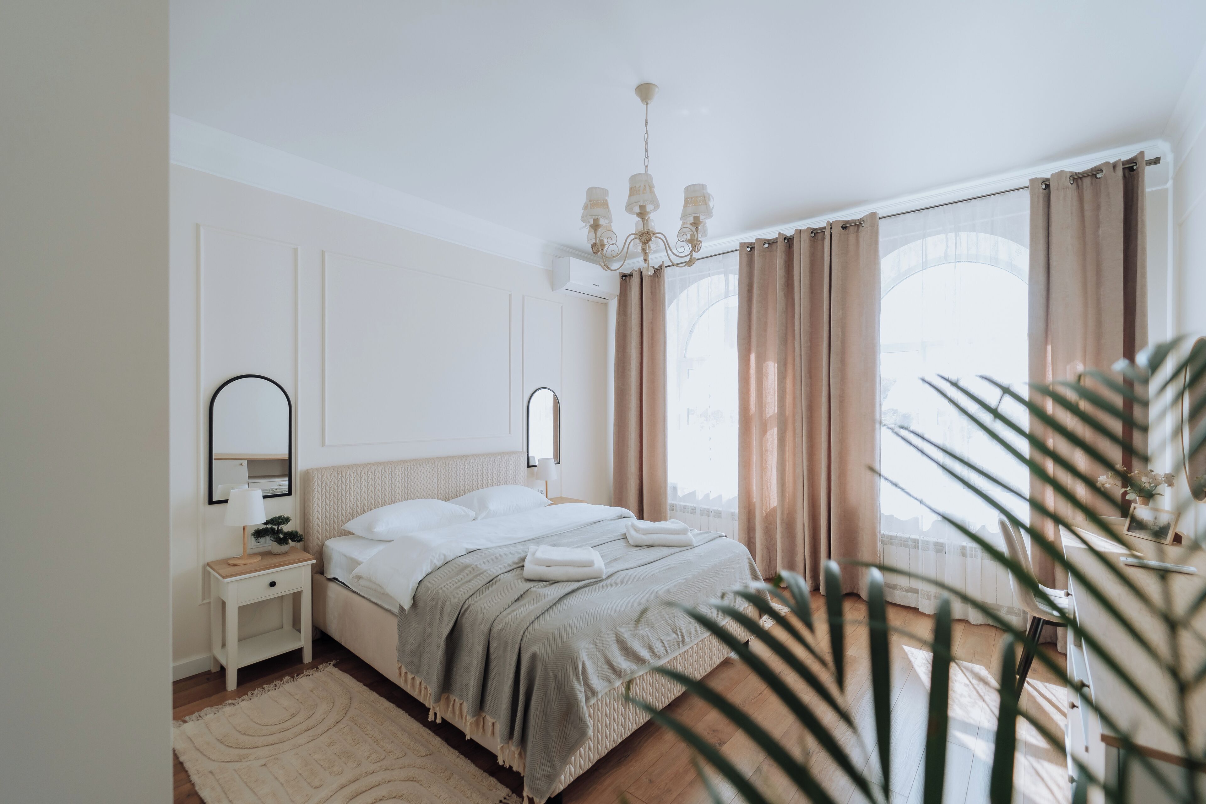 1 bedroom, desk, iron/ironing board, travel cot