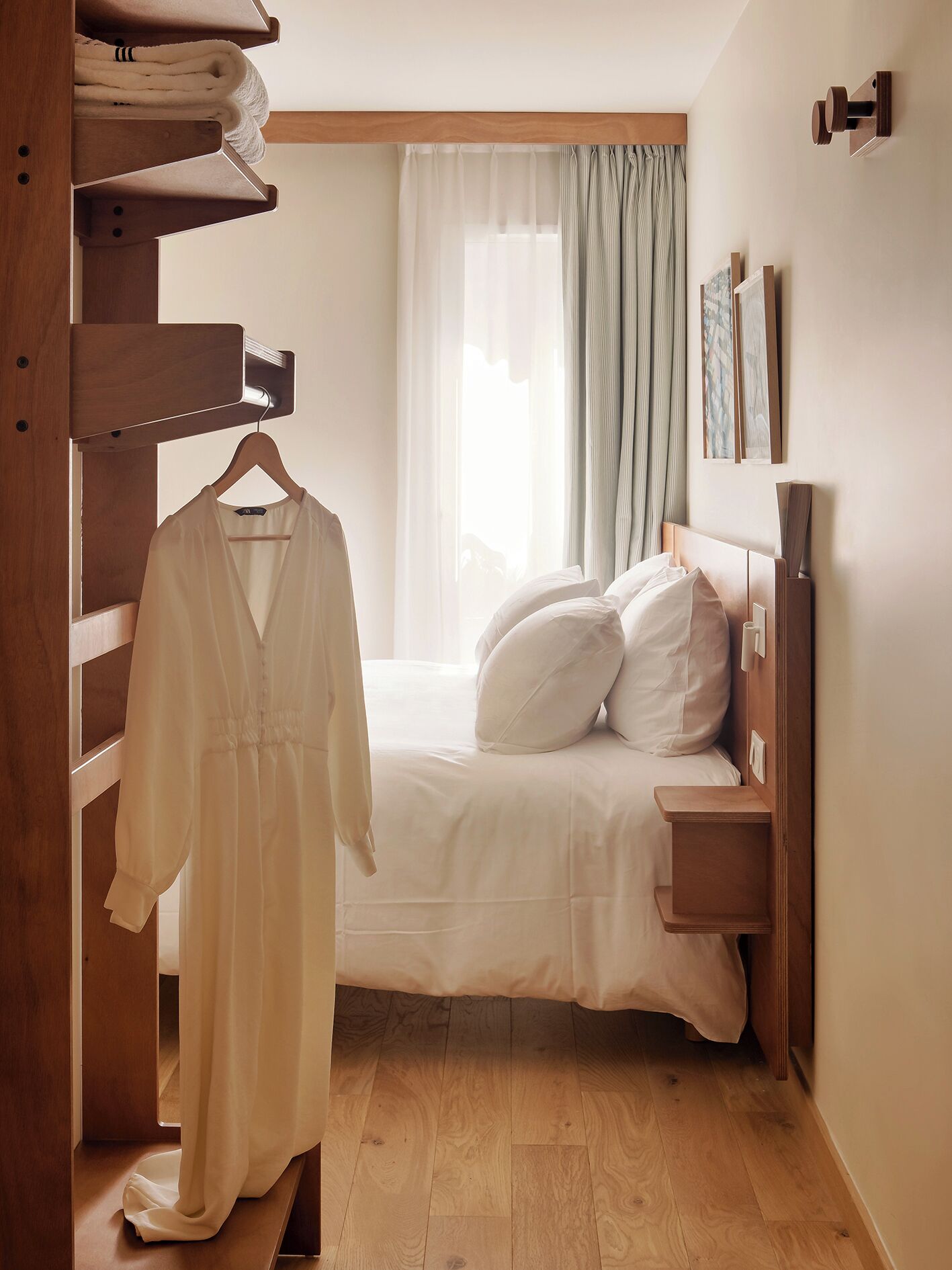 Premium bedding, pillowtop beds, desk, laptop workspace
