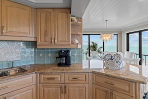 Fridge, microwave, oven, stovetop - Gulf-Front Escape with Private Rooftop Sundeck & Sweeping Sunset Views (Sanibel)