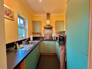 Apartment | Private kitchen | Fridge, microwave, oven, stovetop
