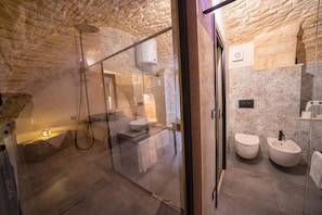 Regadera, bidet, toallas 