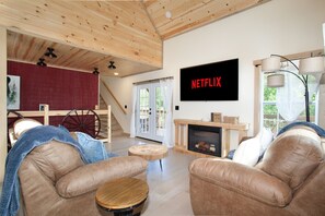 Smart TV, fireplace, table football