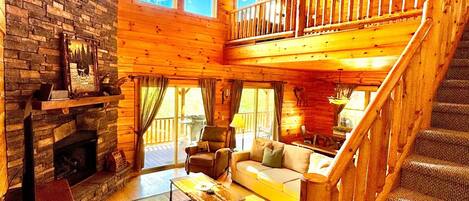 Smart TV, fireplace, video games, DVD player