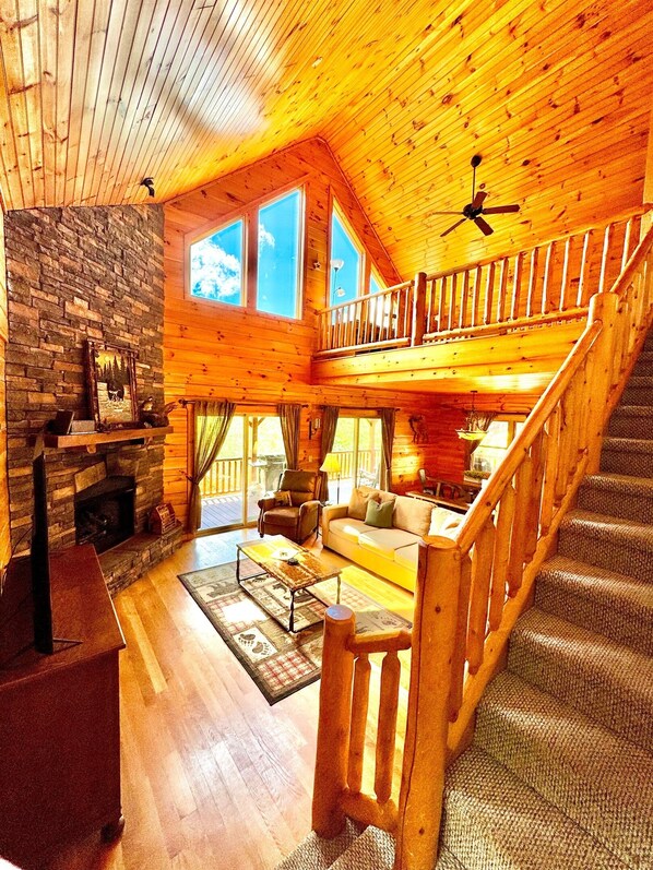 Smart TV, fireplace, video games, DVD player