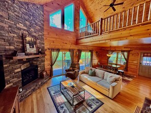 Smart TV, fireplace, video games, DVD player