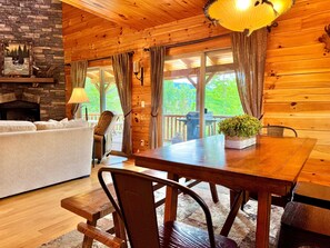 Smart TV, fireplace, video games, DVD player