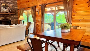 Smart TV, fireplace, video games, DVD player